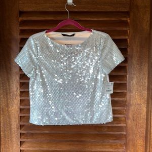 Zara silver sequined top